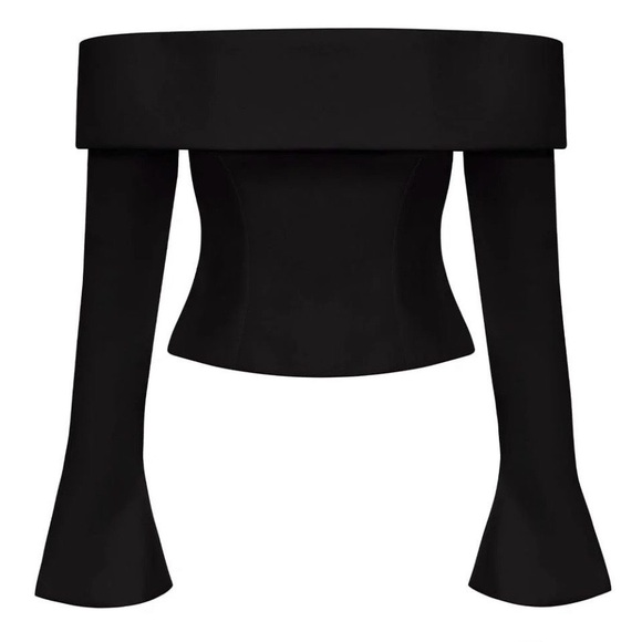 BABYBOO GENEVA TOP - BLACK Chic Off-Shoulder Black blouse top - Picture 3 of 6